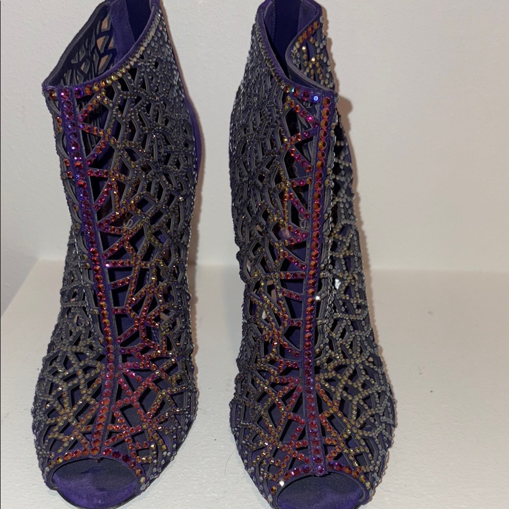 Sergio Rossi Purple Heels with Intricate Detailing